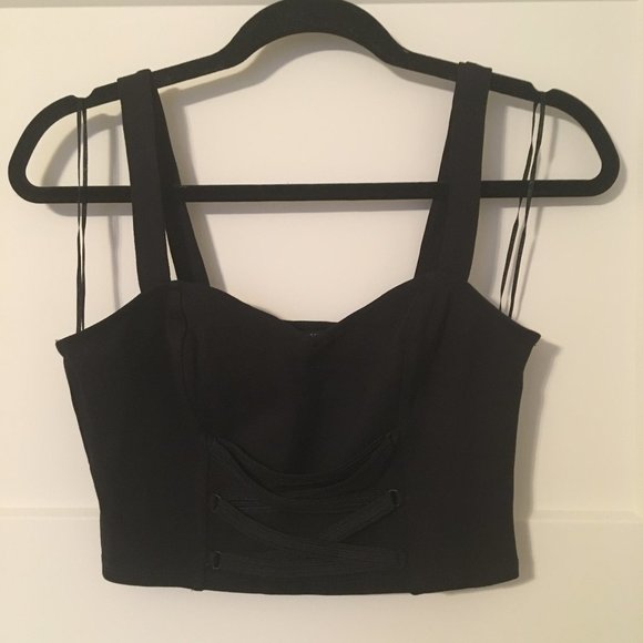 Guess Tops - Guess Black Sleeveless Crop Top with Ribbon